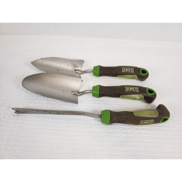 (O4) AMES Ergo Gel Grip Garden Tool Set with Hand Trowel Transplanter Weeder - Picture 1 of 7